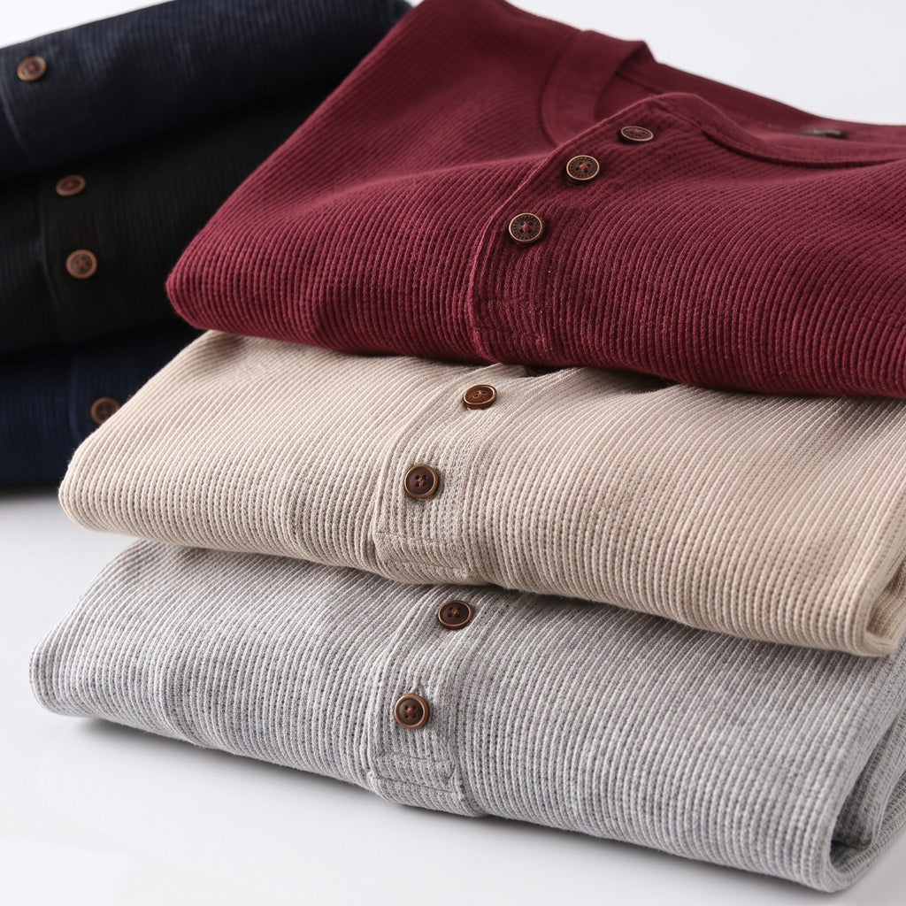 Men's Henley Sweater – Crew-Neck Knit