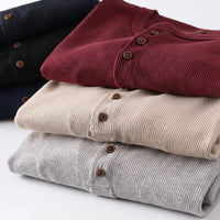 Men's Henley Sweater – Crew-Neck Knit