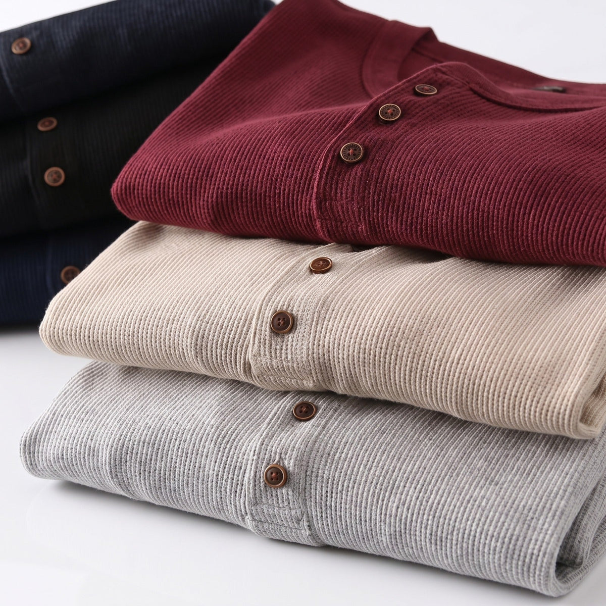 Men's Henley Sweater – Crew-Neck Knit