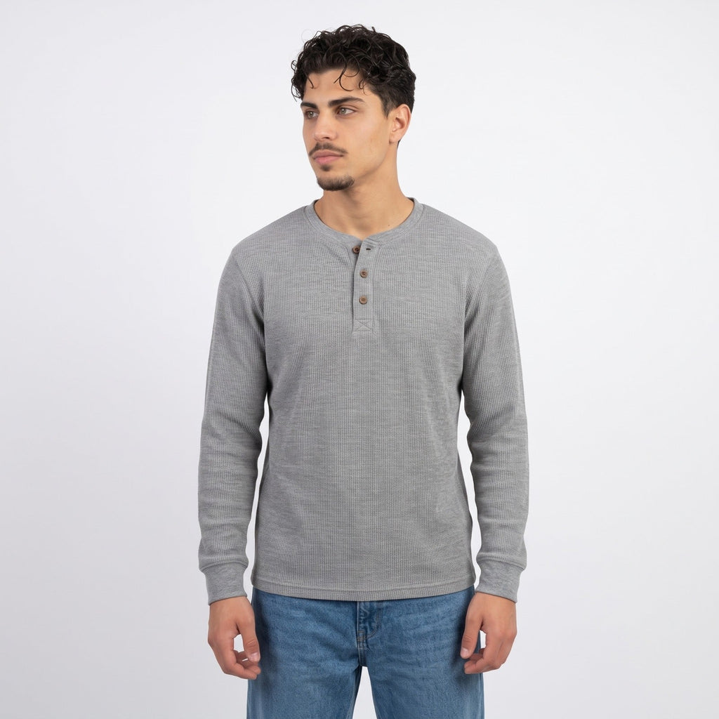 Men's Henley Sweater – Crew-Neck Knit
