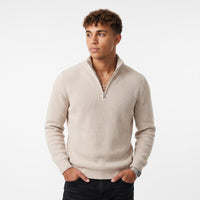 Men's High-Neck Zip Sweater – Textured Knit