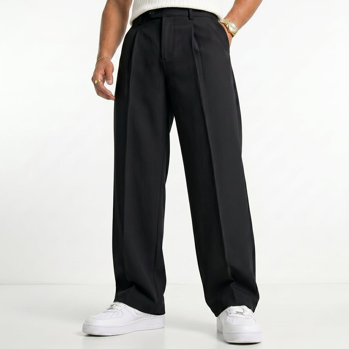Men's Wide-Leg Trousers – Lightweight Draped Fit