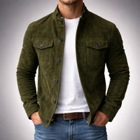 Men's Genuine Suede Jacket – Mandarin Collar