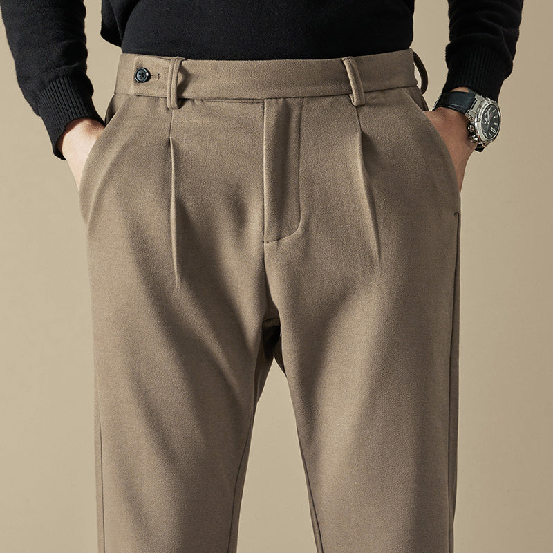 Men's Tailored Pleated Trousers – Adjustable Side Tabs