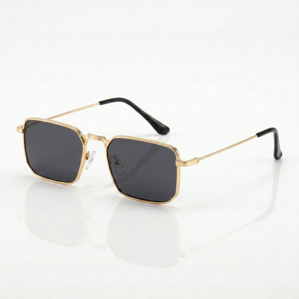 Men's Square Sunglasses – Retro Metal-Finish Design