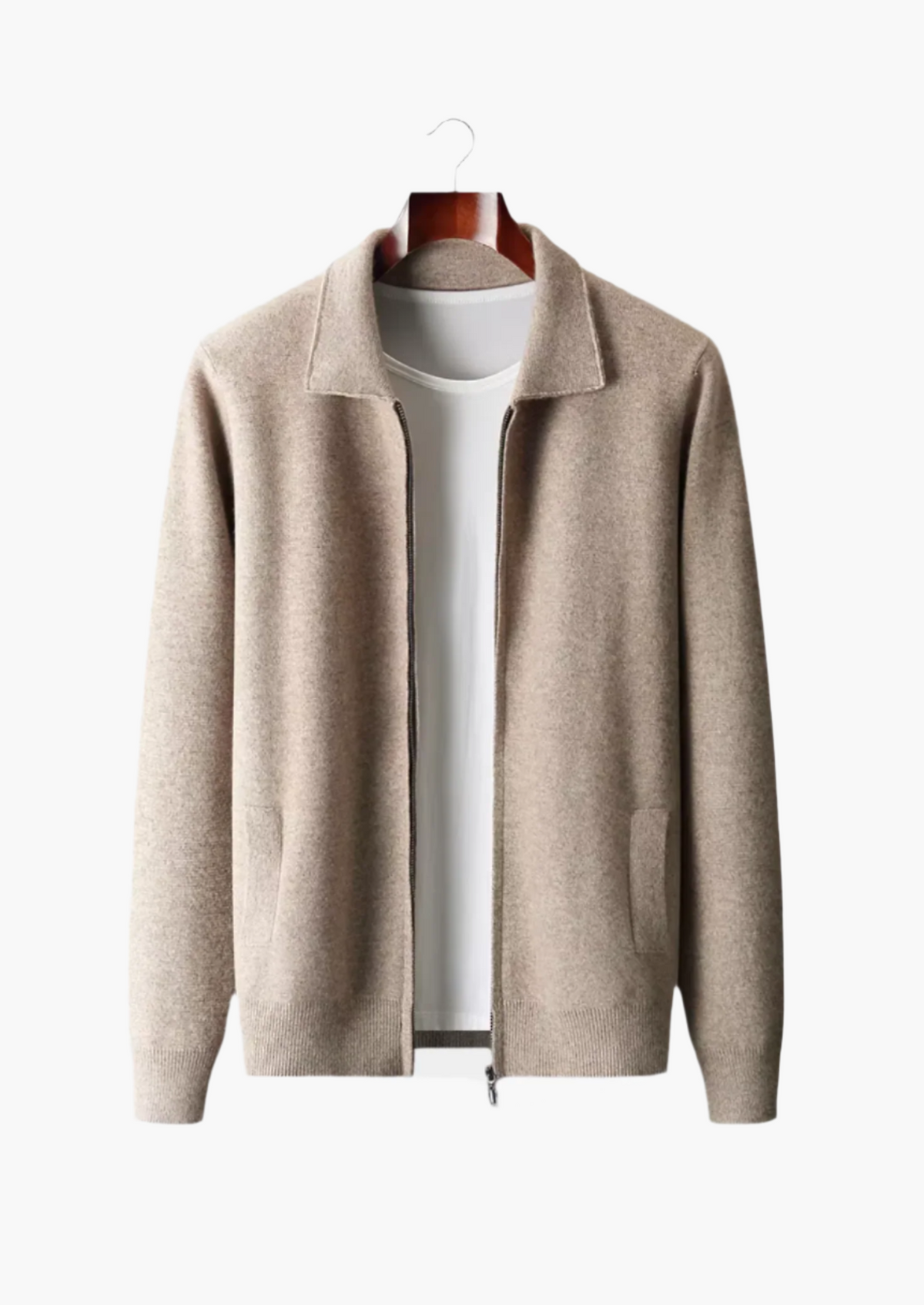 Men's Merino Wool Cardigan – Structured Collar