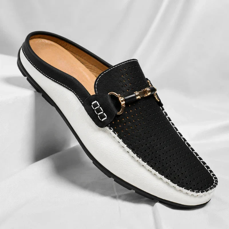 Men's Open-Back Leather Loafers – Cushioned Insole