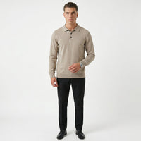 Men's Melange Knit Polo Shirt – Long Sleeve