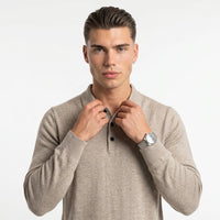 Men's Melange Knit Polo Shirt – Long Sleeve