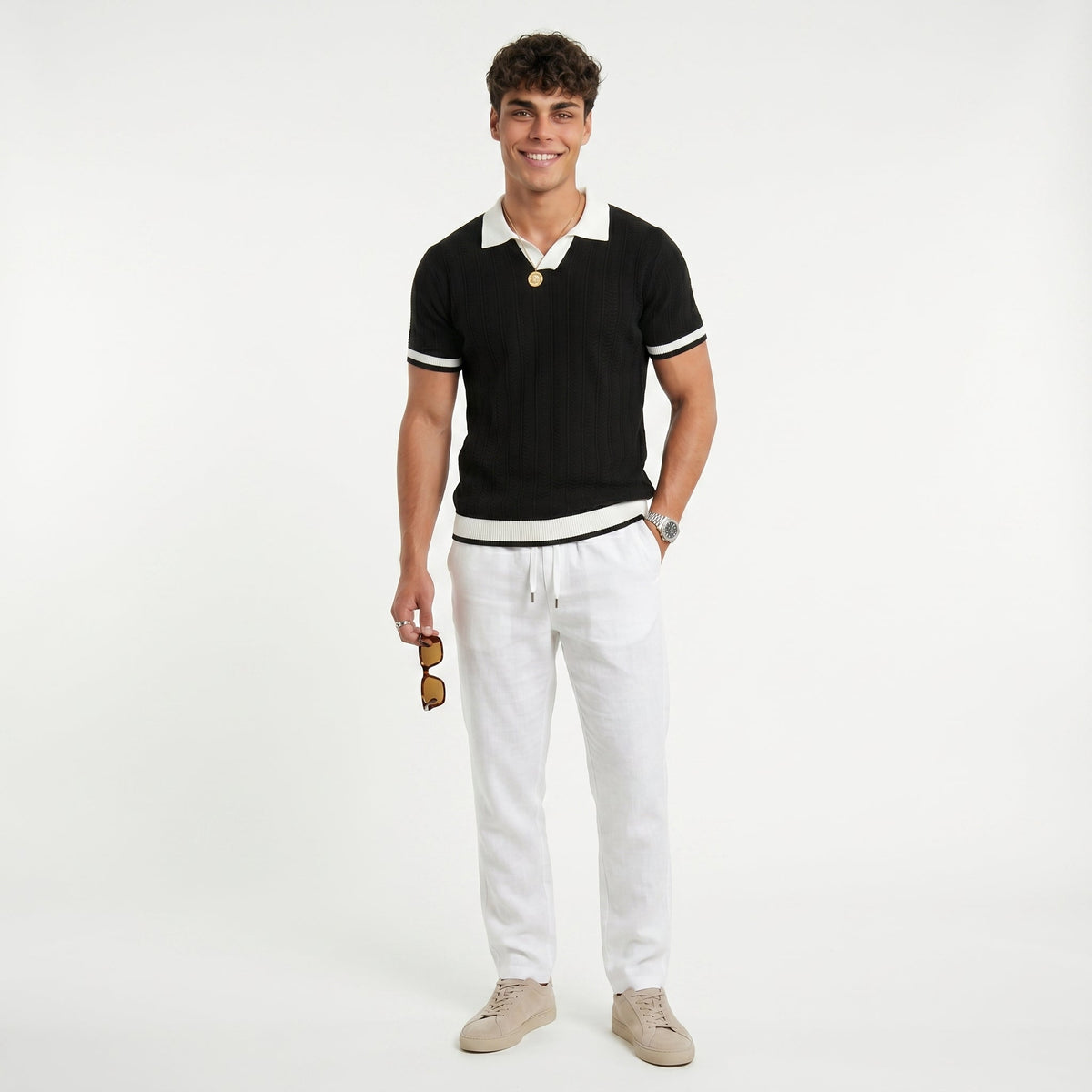 Men's Polo & Linen Trousers Set – Refined Summer Fit