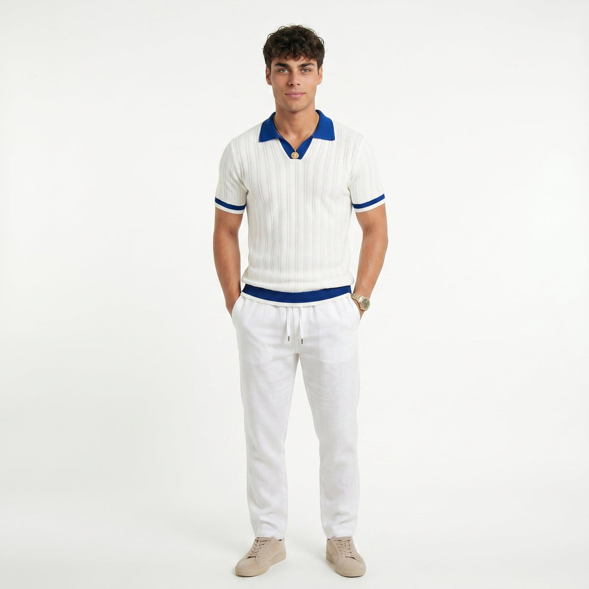 Men's Polo & Linen Trousers Set – Refined Summer Fit