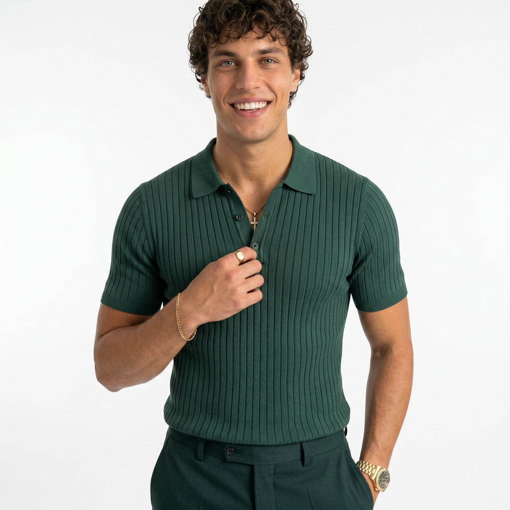 Men's Striped Polo Shirt – Lightweight Summer Fit