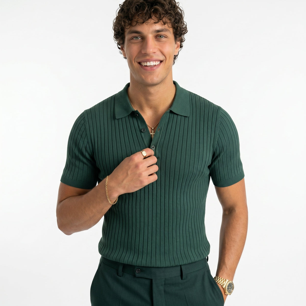 Men's Striped Polo Shirt – Lightweight Summer Fit