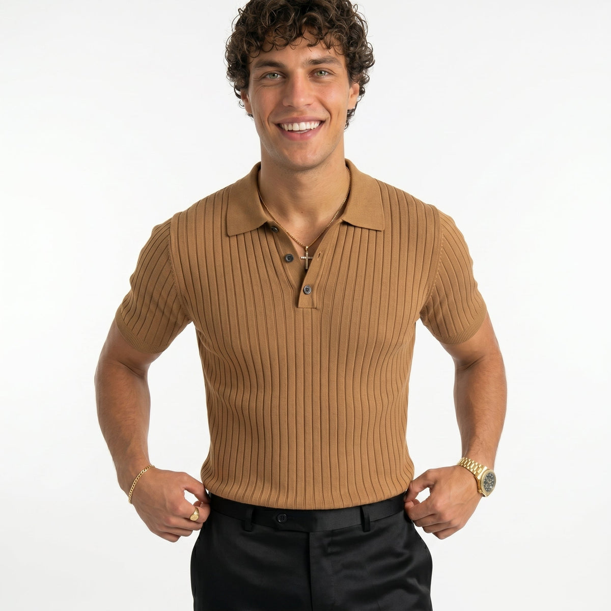 Men's Striped Polo Shirt – Lightweight Summer Fit