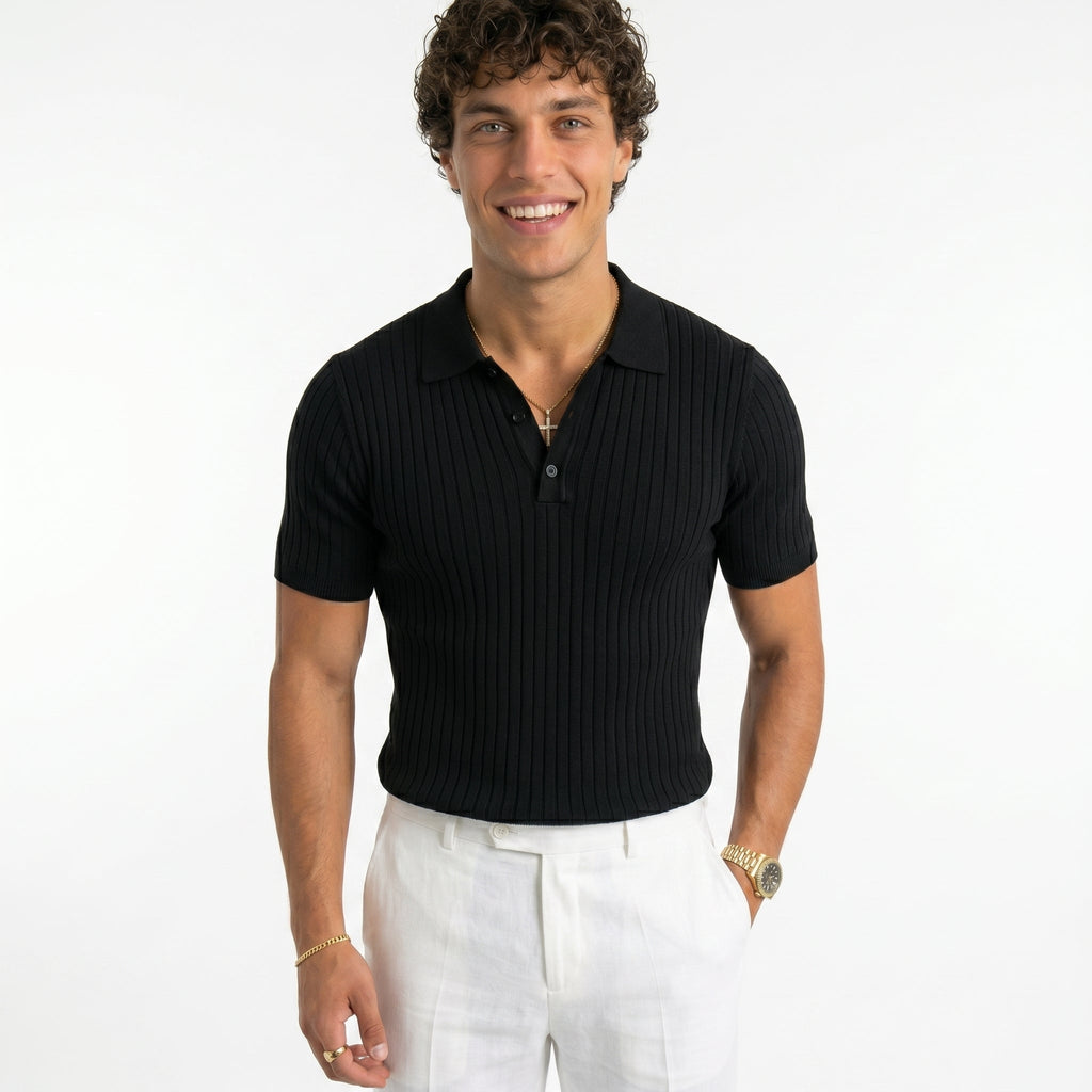 Men's Striped Polo Shirt – Lightweight Summer Fit