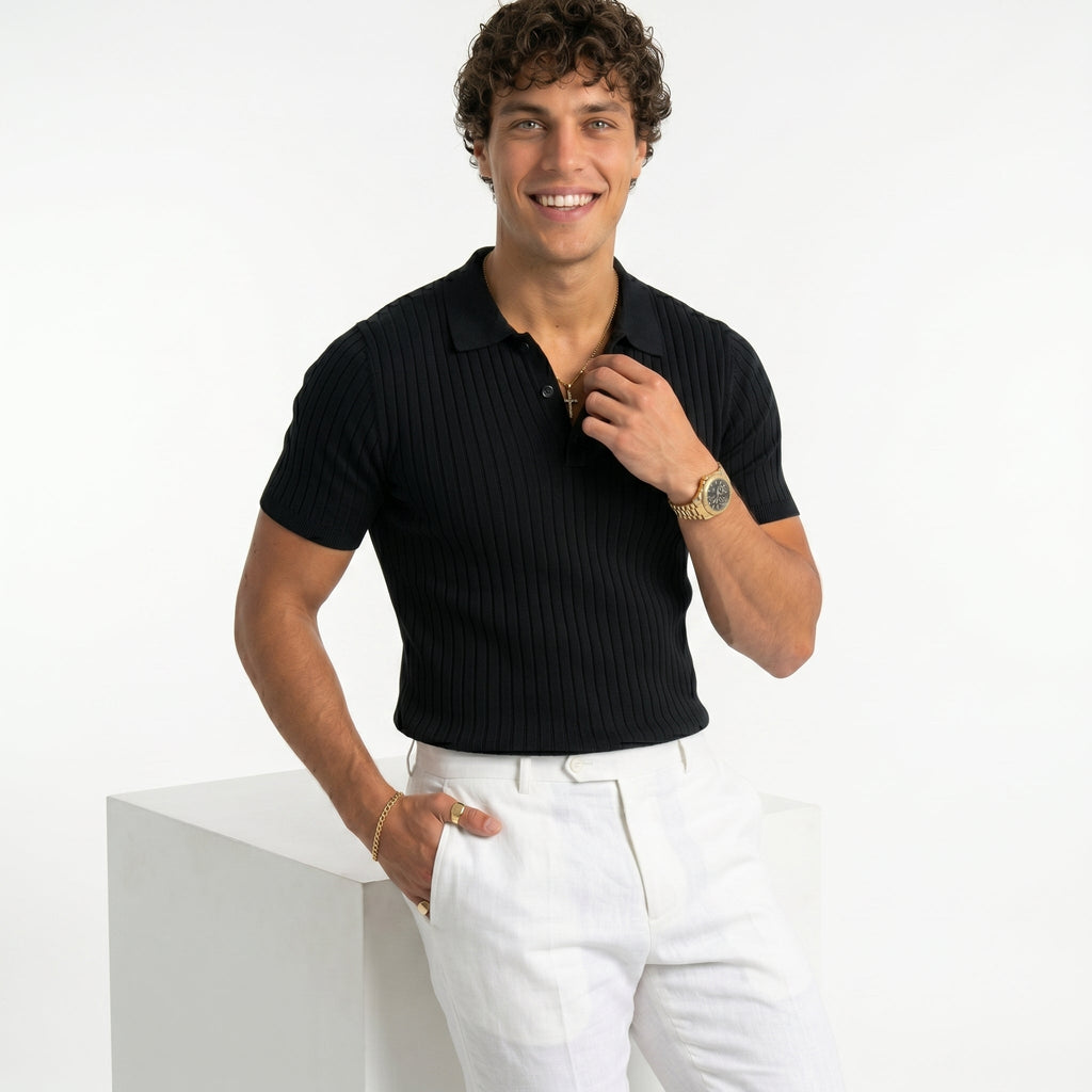Men's Striped Polo Shirt – Lightweight Summer Fit