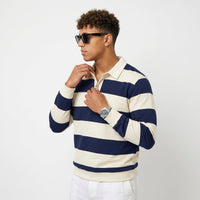 Men's Striped Rugby Polo Shirt – Relaxed Heavyweight Fit