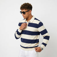 Men's Striped Rugby Polo Shirt – Relaxed Heavyweight Fit
