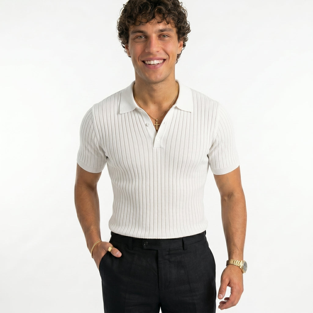 Men's Striped Polo Shirt – Lightweight Summer Fit
