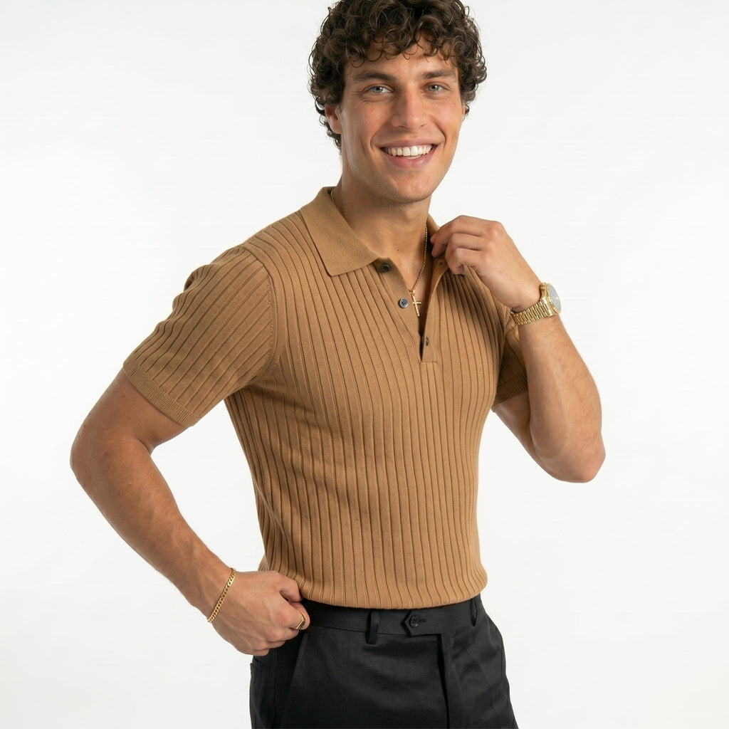 Men's Striped Polo Shirt – Lightweight Summer Fit
