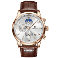 Men's Multifunction Quartz Watch – Moon Phase & Chronograph