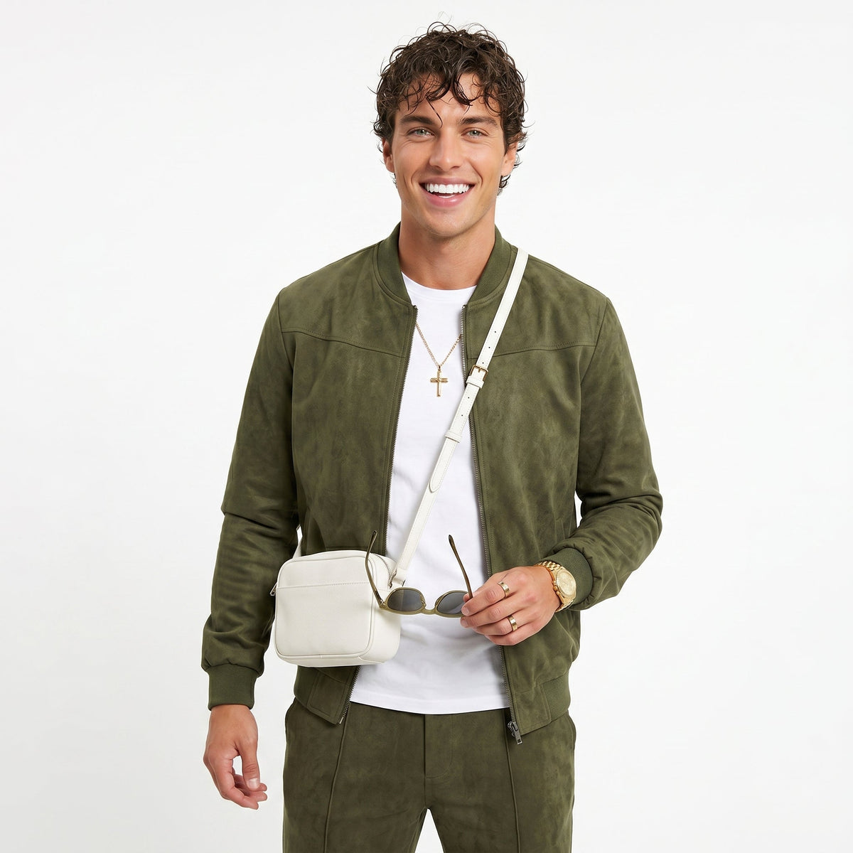 Men's Soft Suede-Style Jacket – High Collar