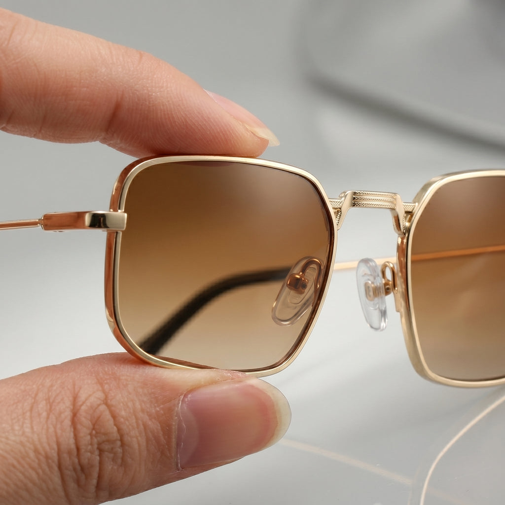 Men's Square Sunglasses – Retro Metal-Finish Design
