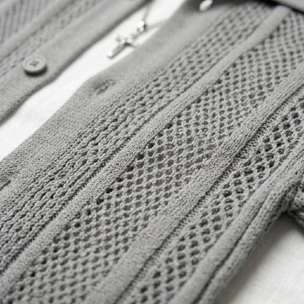 Men's Openwork Knit Cardigan – Lightweight Summer Layer