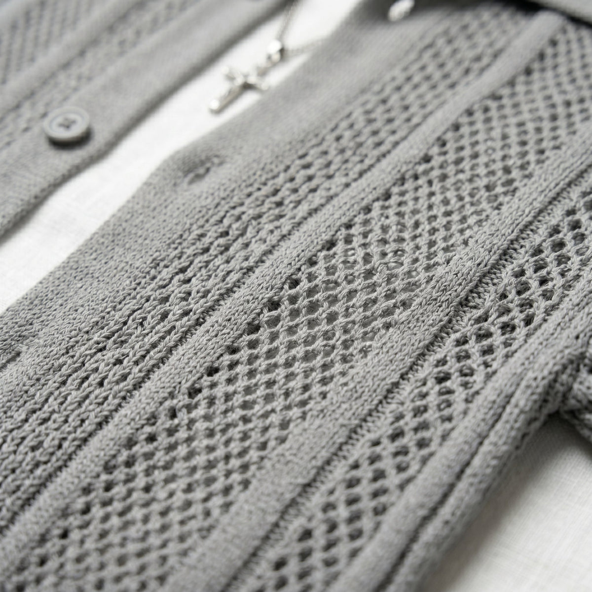 Men's Openwork Knit Cardigan – Lightweight Summer Layer