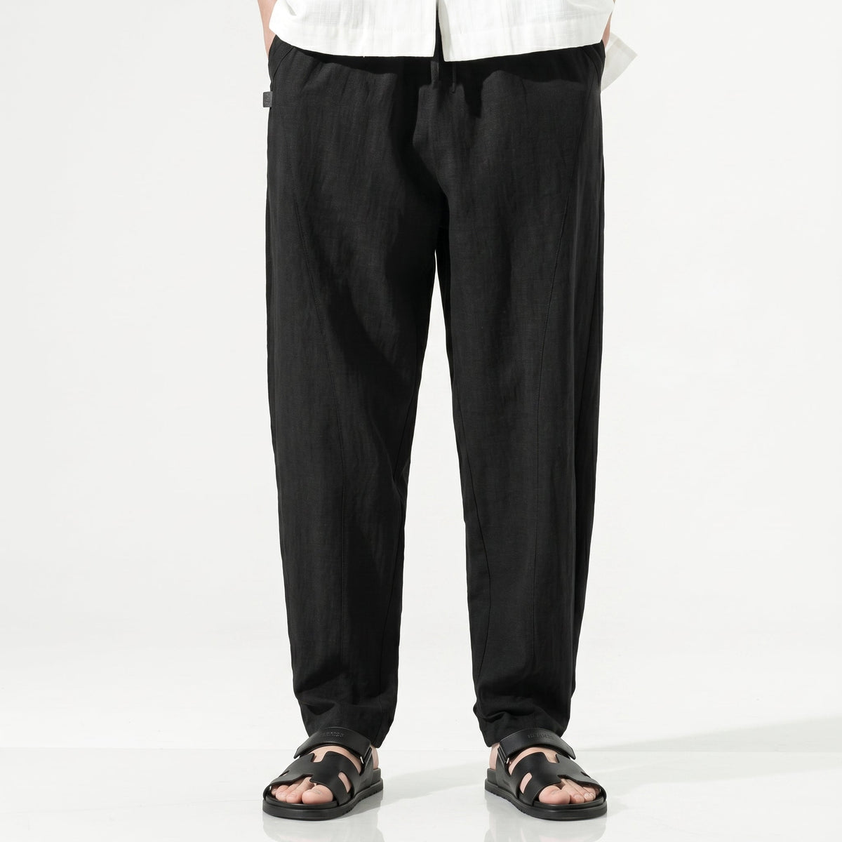 Men's Linen-Blend Straight Trousers – Wrinkle-Resistant Fit