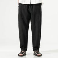 Men's Linen-Blend Straight Trousers – Wrinkle-Resistant Fit
