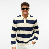 Men's Striped Rugby Polo Shirt – Relaxed Heavyweight Fit