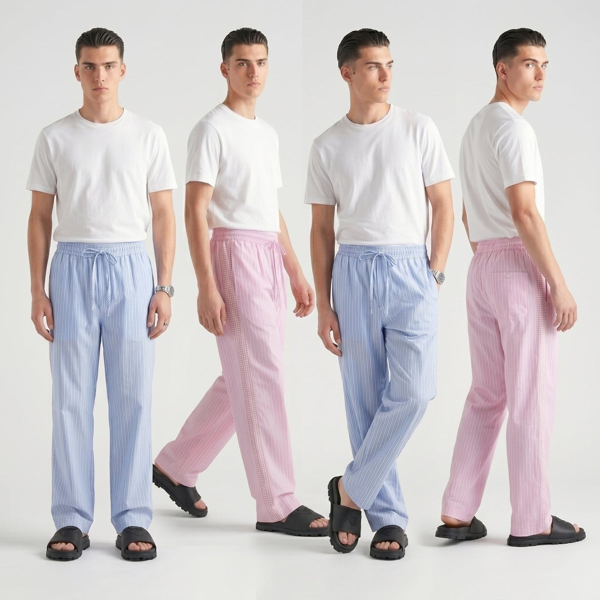 Men's Striped Summer Trousers – Cooling Technical Fabric