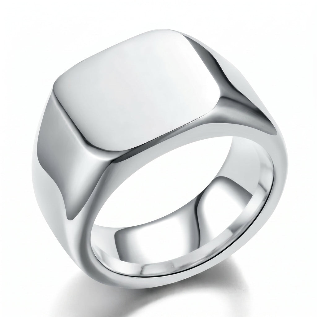 Men's Polished Signet Ring – Surgical-Grade Steel