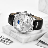 Men's Multifunction Quartz Watch – Moon Phase & Chronograph