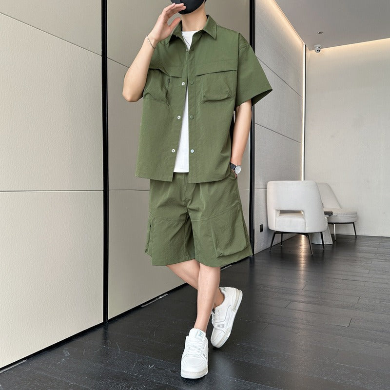 Men's Short-Sleeve Shirt & Bermuda Set – Technical Fabric