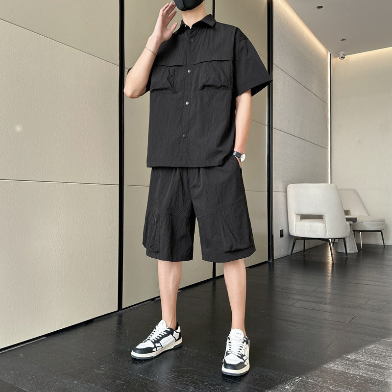 Men's Short-Sleeve Shirt & Bermuda Set – Technical Fabric