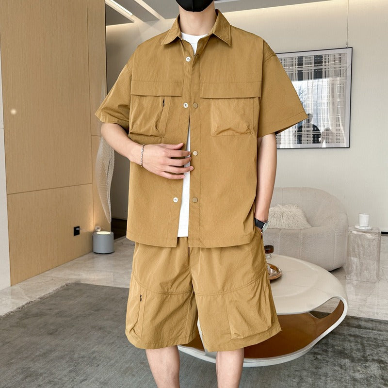 Men's Short-Sleeve Shirt & Bermuda Set – Technical Fabric