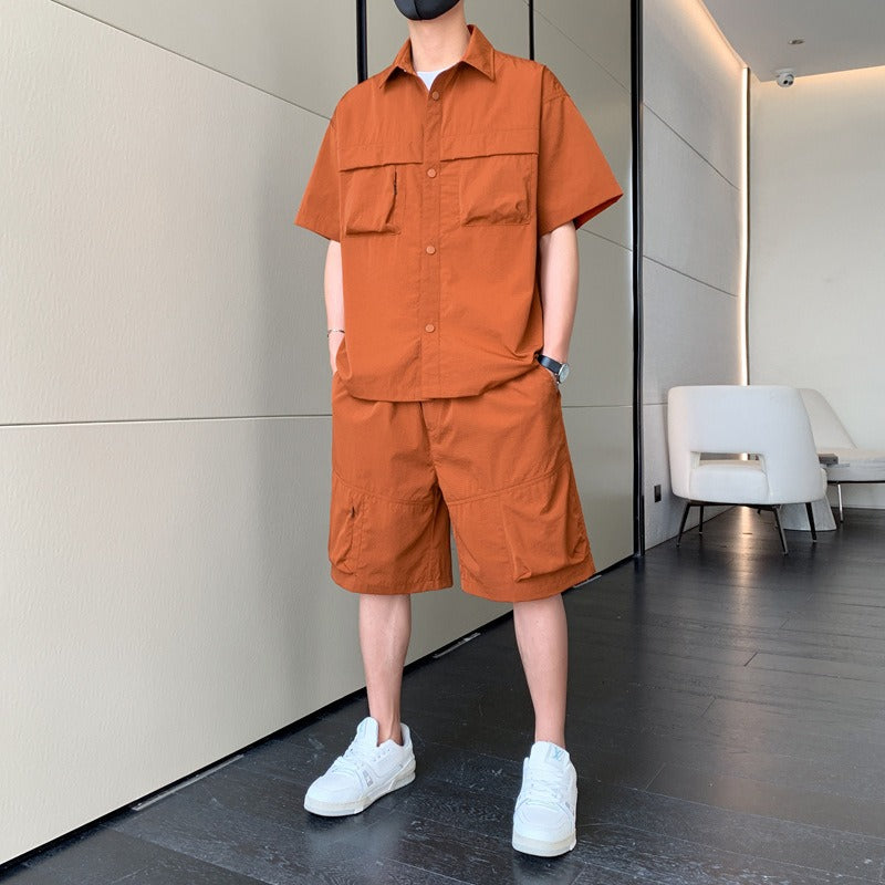 Men's Short-Sleeve Shirt & Bermuda Set – Technical Fabric