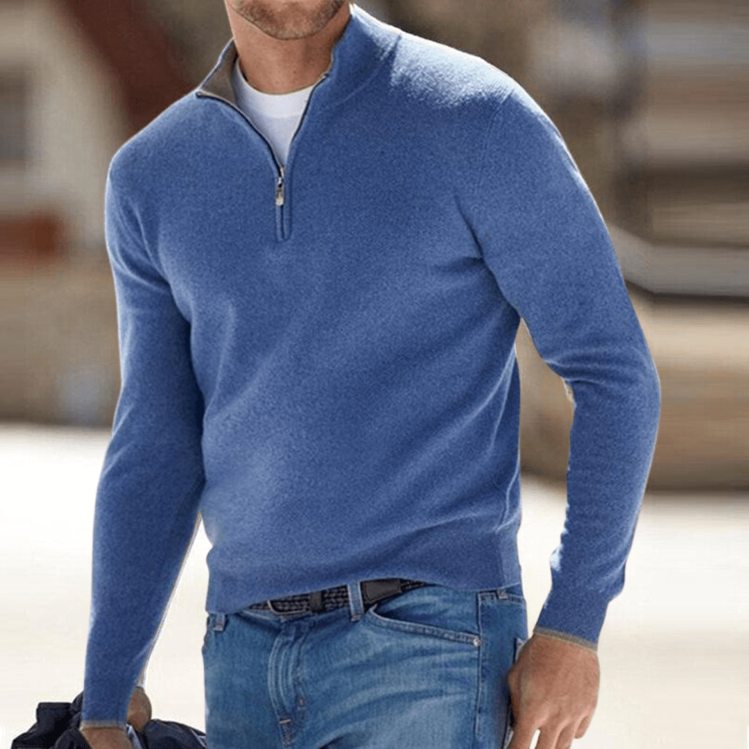 Men's Fine-Knit Half-Zip Sweater – Ribbed Finish