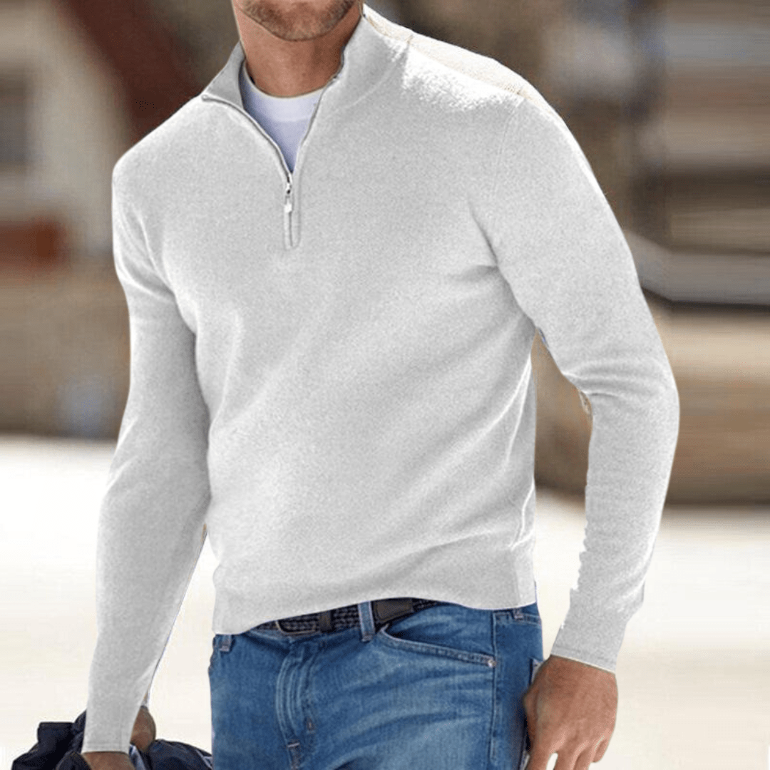 Men's Fine-Knit Half-Zip Sweater – Ribbed Finish