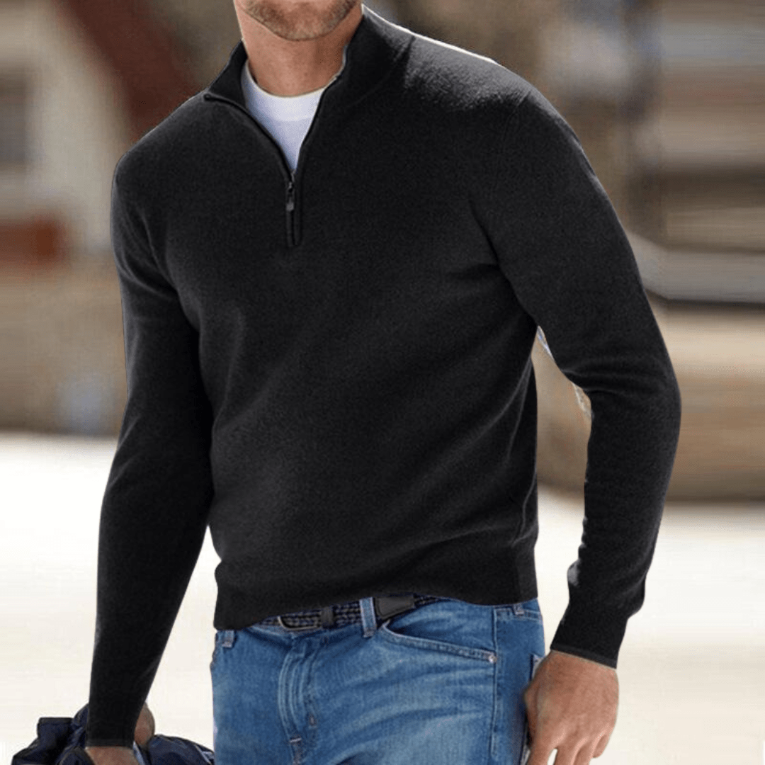 Men's Fine-Knit Half-Zip Sweater – Ribbed Finish