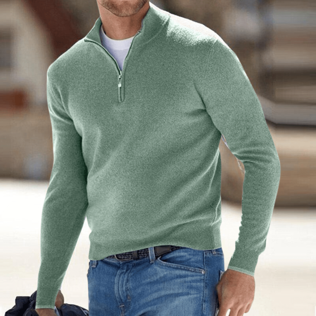 Men's Fine-Knit Half-Zip Sweater – Ribbed Finish