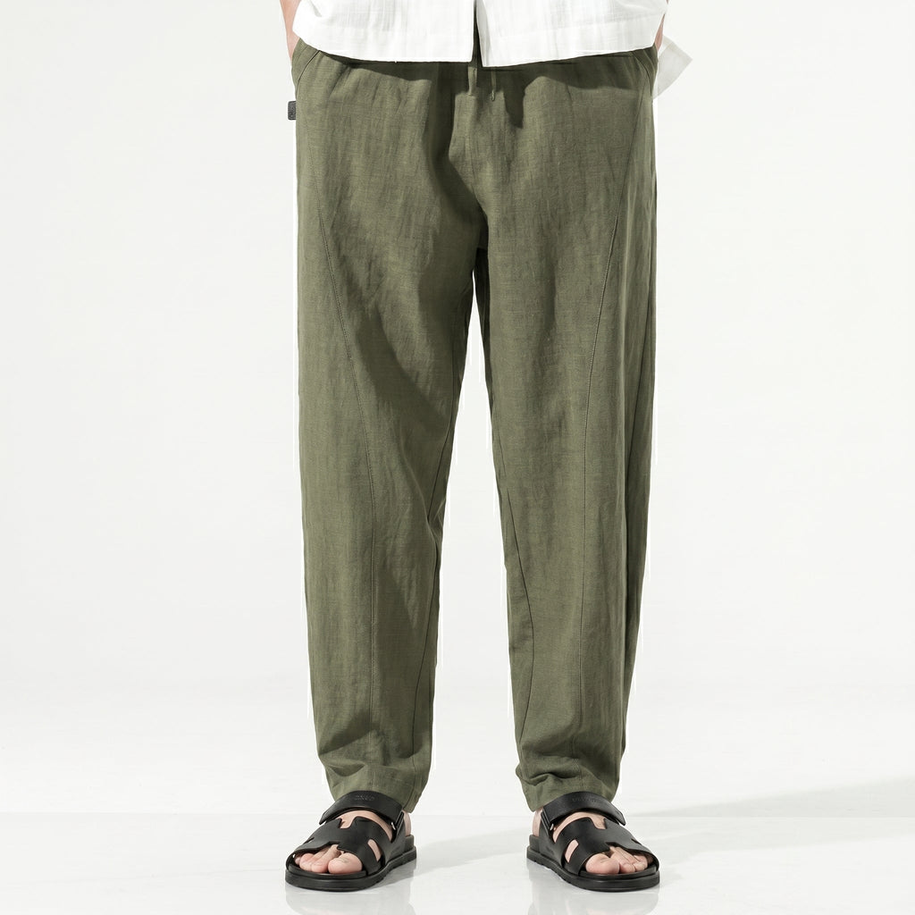 Men's Linen-Blend Straight Trousers – Wrinkle-Resistant Fit