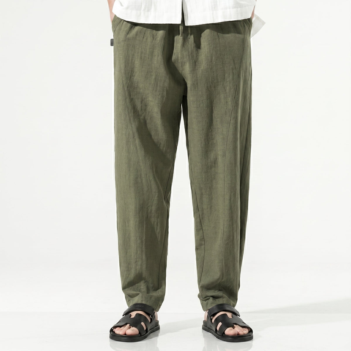 Men's Linen-Blend Straight Trousers – Wrinkle-Resistant Fit