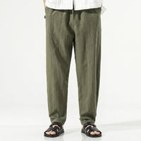 Men's Linen-Blend Straight Trousers – Wrinkle-Resistant Fit