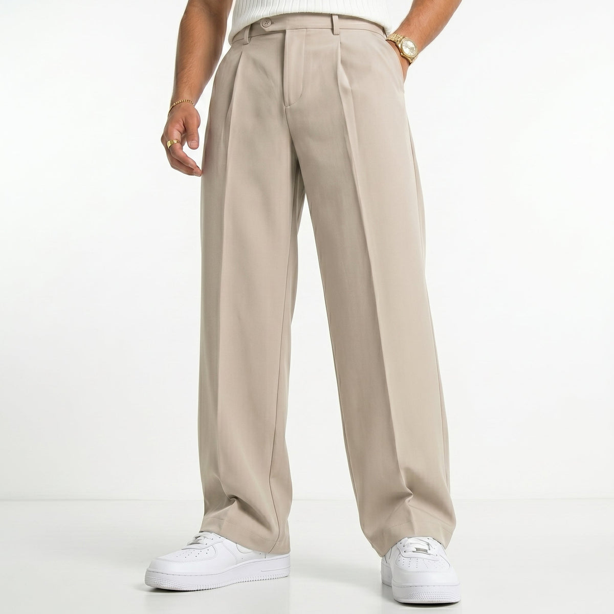 Men's Wide-Leg Trousers – Lightweight Draped Fit