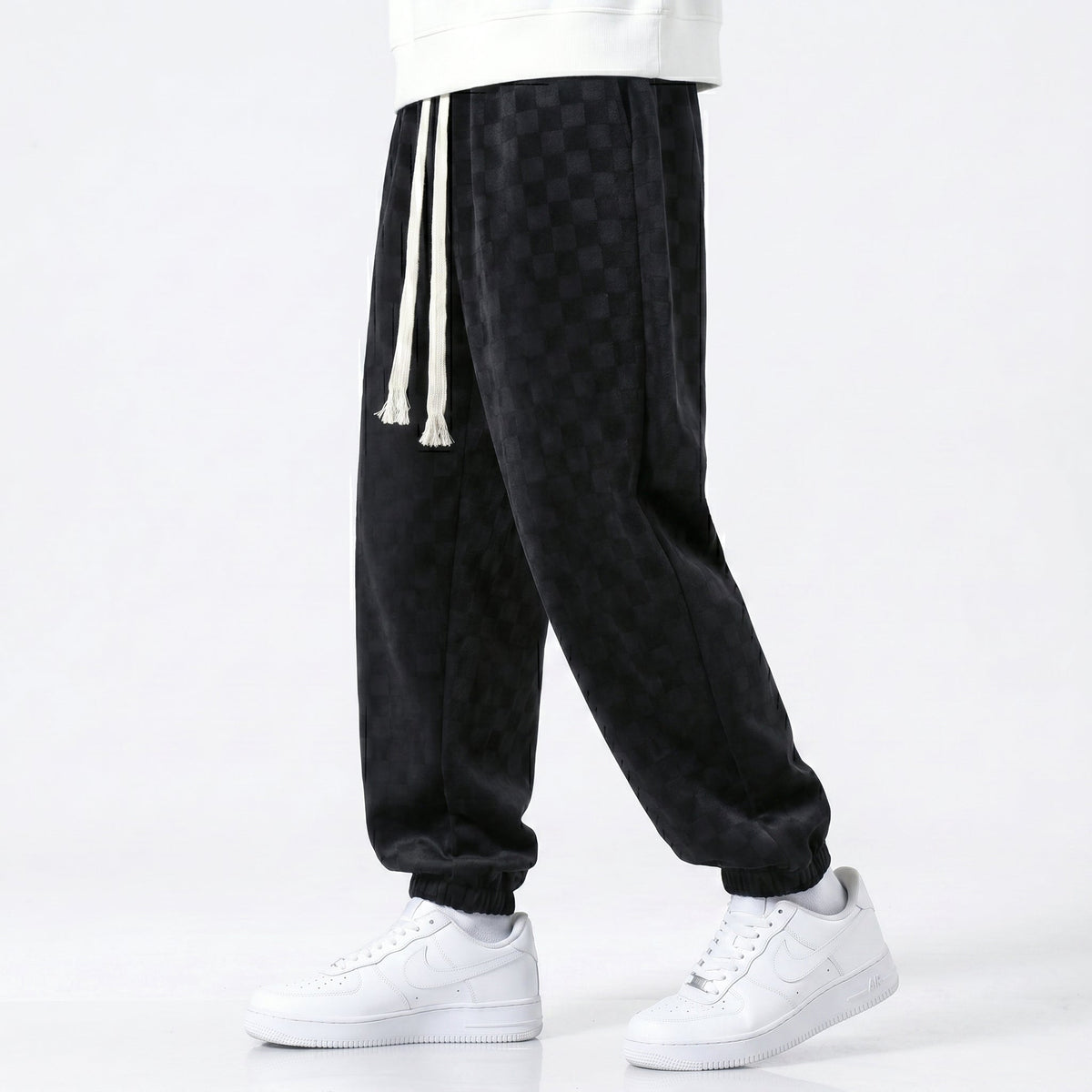 Men's Textured Jogger Trousers – Relaxed Tapered Fit