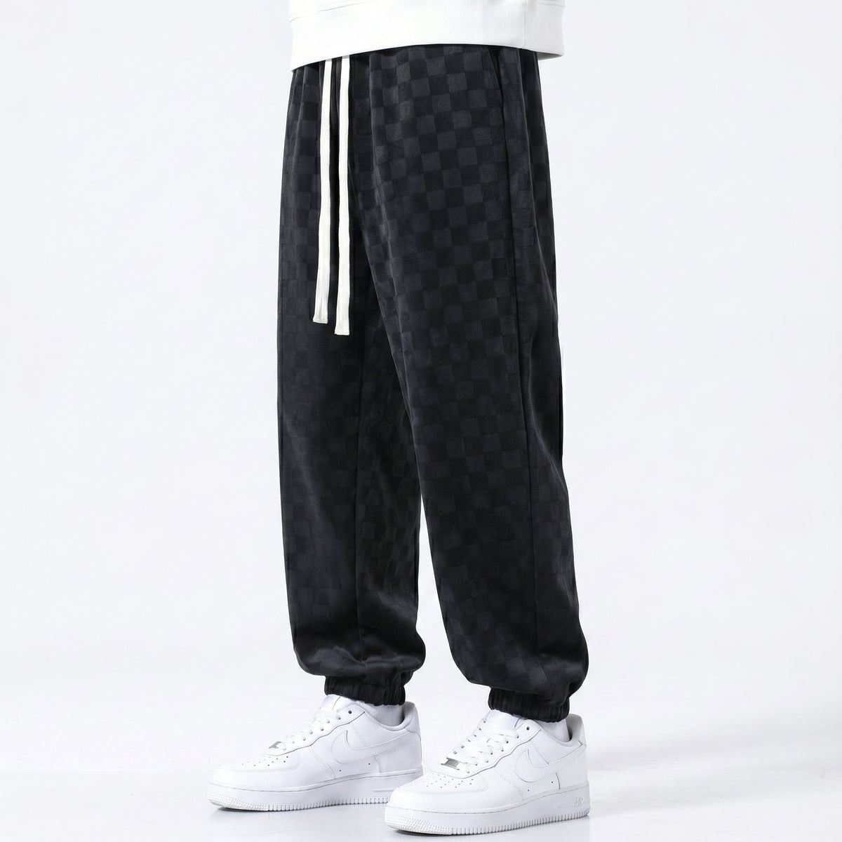 Men's Textured Jogger Trousers – Relaxed Tapered Fit