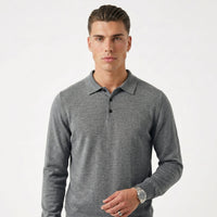 Men's Melange Knit Polo Shirt – Long Sleeve